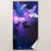 ナイト蝶の背景 ビーチタオル (正面)