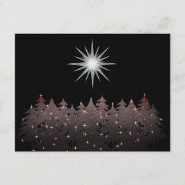 ナイト静かスカイ白い星の木のクリスマモダンス シーズンポストカード