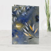 ナイト静かブルー金ゴールドフェスティバルホリデーウォーターカラー シーズンカード (裏面)