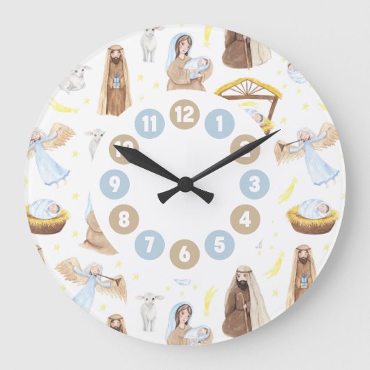 ナイト静か出生クリスマスギフト正方形の壁C ラージ壁時計 (正面)