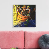 ナイト魚釣り猫 キャンバスプリント (インサイチュ (リビング))