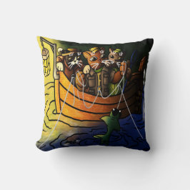 ナイト魚釣り猫 クッション