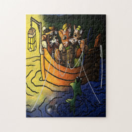 ナイト魚釣り猫 ジグソーパズル