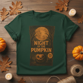 ナイト・オブ・ザ・パンプキン・レトロ・ホラー映画ポスター Tシャツ