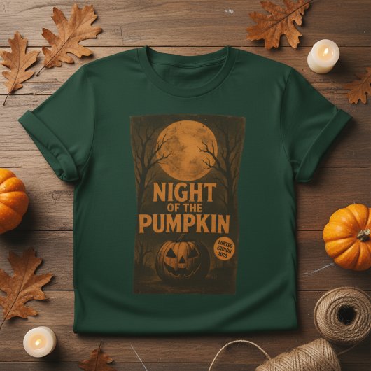 ナイト・オブ・ザ・パンプキン・レトロ・ホラー映画ポスター Tシャツ