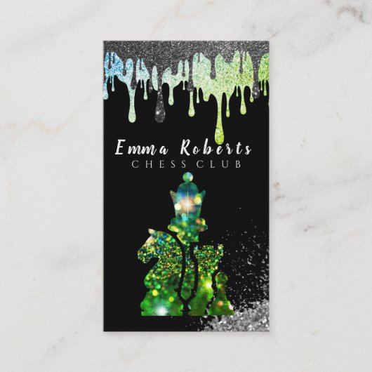 ナイト・チェス・ピースフェイク – シルバー・フォイル・ビジネスCa 名刺 (正面)