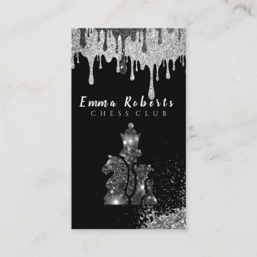 ナイト・チェス・ピースフェイク – シルバー・フォイル  名刺 (正面)