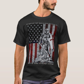 ナイト・テンプラール・アメリカ国旗の十字軍 Tシャツ