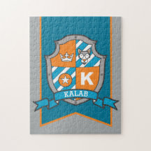 ナイト・プリンス・クレストパーソナライズされた・ウルフ・オレンジ・ティール（緑がかった色）