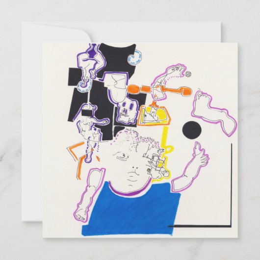 ナイト&昼寝スケッチ14ドール&ガールスクエア招待状 招待状 (正面)