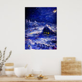 ナイト.月の三日月。冬。ロシア ポスター (キッチン)