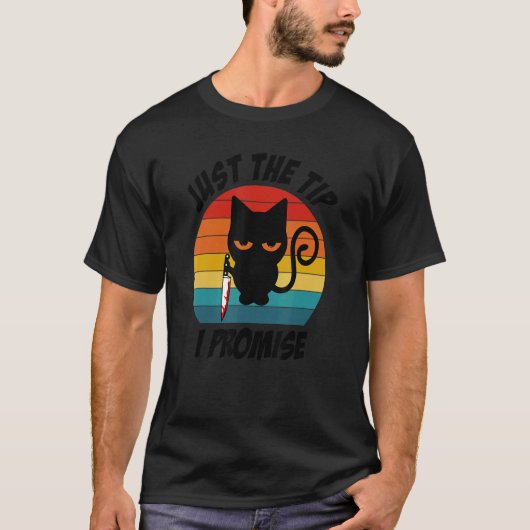 ナイフで猫に約束するチップ Tシャツ (正面)