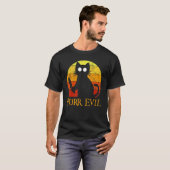 ナイフで邪悪なハロウィーンゴリー猫 Tシャツ (正面フル)