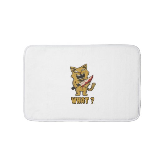 ナイフで_匹おもしろいの不気味な猫 バスマット (正面)