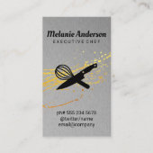 ナイフとウィスク |メタリック |金ゴールドスパッタ 名刺 (正面)