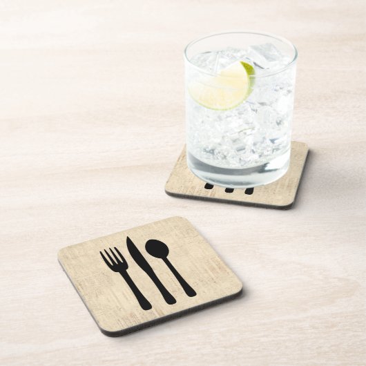 ナイフとスプーンシルバーウェアアートスクリプトスタイル コースター (右側)