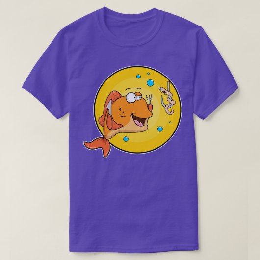 ナイフとフォークを使った魚 Tシャツ (デザイン正面)
