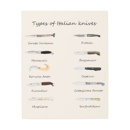 ナイフのイタリアン種類 – 図解入りの、写真付きの Wall Art メタルプリント