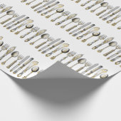 ナイフのフォークのスプーンの包丁 ラッピングペーパー (角)