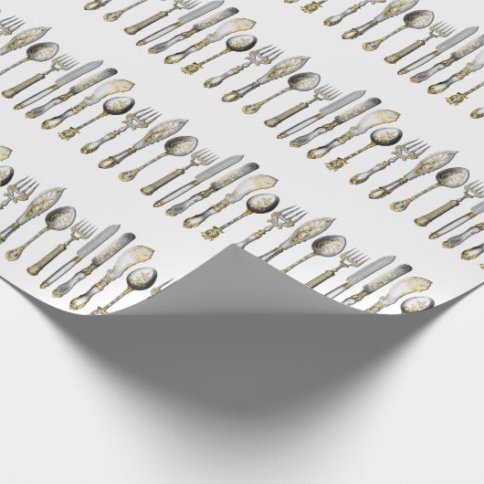 ナイフのフォークのスプーンの包丁 ラッピングペーパー (角)
