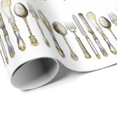 ナイフのフォークのスプーンの包丁 ラッピングペーパー (ロールコーナー)