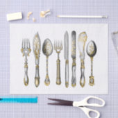 ナイフのフォークのスプーンの包丁 薄葉紙 (クラフト)