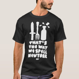 ナイフのフォークのボトル及びコルクの黒 Tシャツ