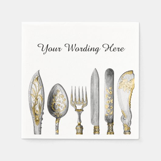 ナイフのフォーク刃物 スタンダードカクテルナプキン (正面)