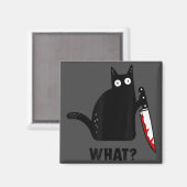 ナイフのホラー猫ハロウィーンで猫を殺すこと マグネット (正面/裏面)