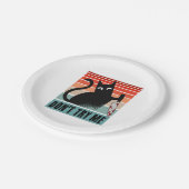 ナイフを持ったムーディキャット招待状 ペーパープレート (アングル)