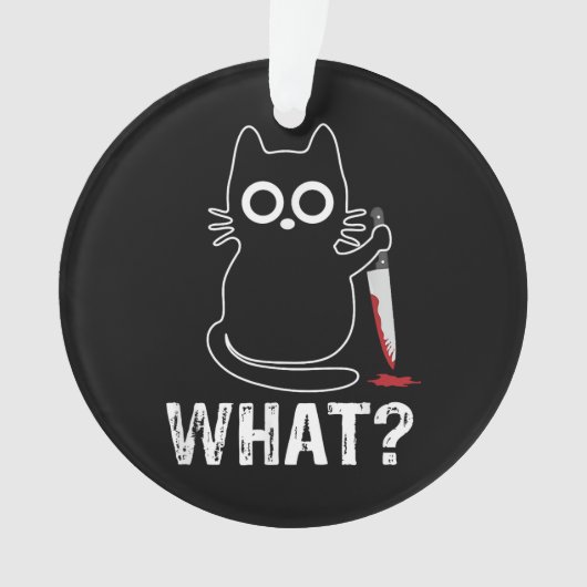 ナイフを持った面白い猫のグラフィックデザイン オーナメント (正面)