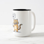 ナイフを持った面白い猫 ツートーンマグカップ (正面右)
