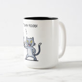 ナイフを持った面白い猫 ツートーンマグカップ (正面右)