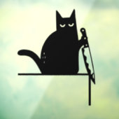 ナイフを持った黒猫のドア枠装飾 ウィンドウサイン (シート3)