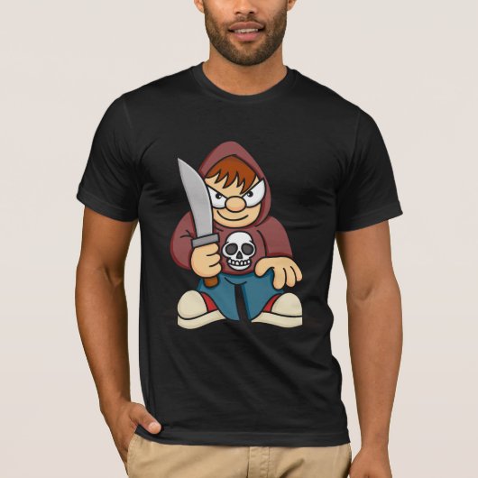 ナイフを持ついけない男の子 Tシャツ (正面)