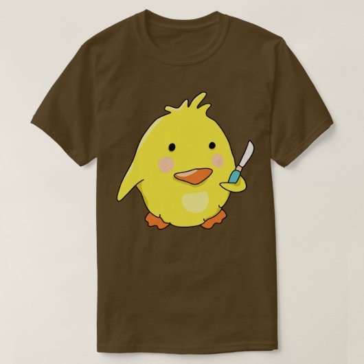 ナイフを持つ悪いダックチキンメモ Tシャツ (デザイン正面)