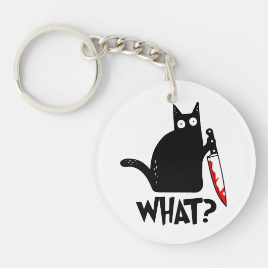 ナイフを持つ殺人猫 キーホルダー (正面)