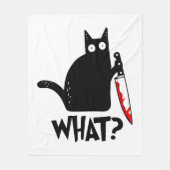 ナイフを持つ殺人猫 フリースブランケット (正面)