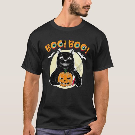 ナイフを持つ殺人猫 Tシャツ (正面)