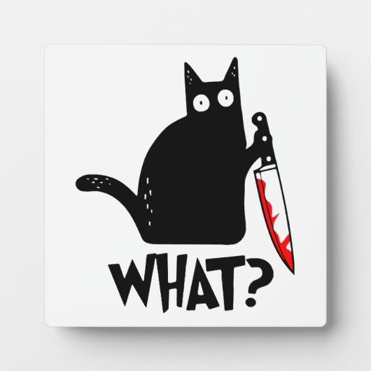 ナイフを持つ殺伐猫 フォトプラーク (正面)