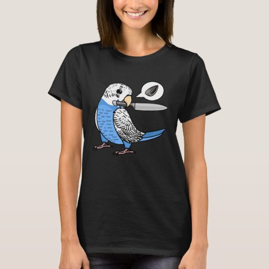 ナイフオウムの種を欲しいブルーブッギーbudgerigar tシャツ (正面)