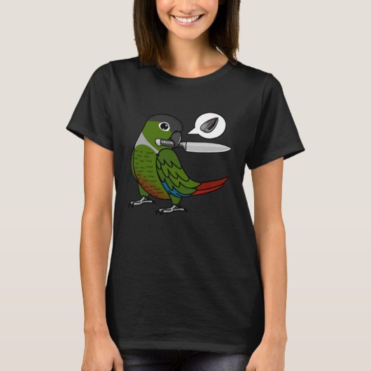 ナイフオウムの種を欲しい緑の頬の構成 Tシャツ (正面)