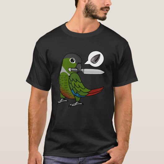 ナイフオウムの種を欲しい緑の頬の構成 Tシャツ (正面)