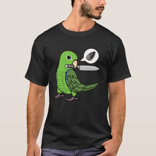 ナイフオウムはグリーンオウムの種を欲している Tシャツ (正面)