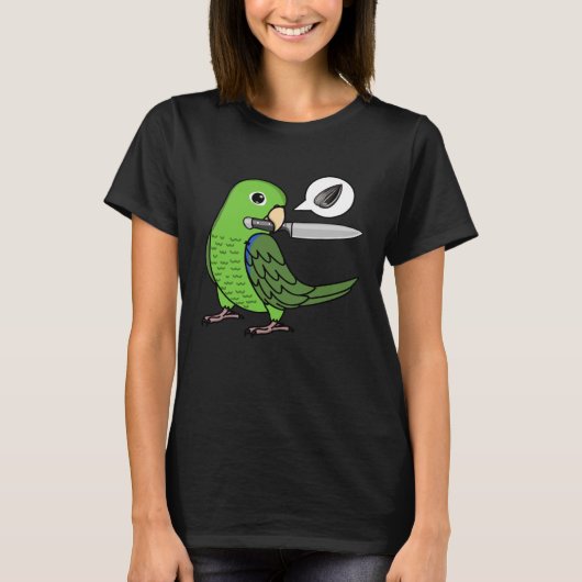 ナイフオウムはグリーンオウムの種を欲している Tシャツ (正面)
