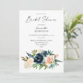 ナイフダスティブルー&赤面ピンクフローラブライダルシャワー 招待状 (スタンド正面)