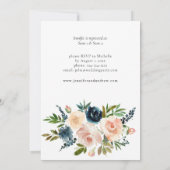 ナイフダスティブルー&赤面ピンクフローラブライダルシャワー 招待状 (裏面)