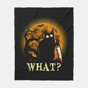 ナイフハロウィン付き殺意あふれる猫w フリースブランケット