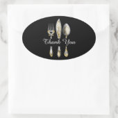 ナイフフォークのスプーンのトリオ 楕円形シール (バッグ)