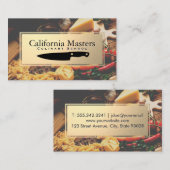 ナイフロゴ | 金ゴールド金属 | テーブルの食べ物 名刺 (正面/裏面)